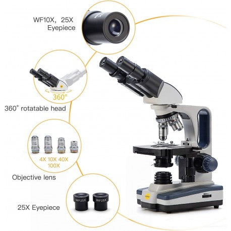 Microscopio Binocular Compuesto Swift SW350B 40X-2500X