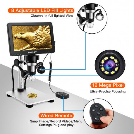 Microscopio Tomlov DM9 Digital LCD 7" 1200X 12MP