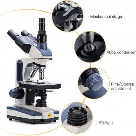 Microscopio Trinocular Compuesto Swift SW350B 40-2500X + Camara